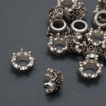 Endkappe 'Krone' silberfarben, Durchmesser 11×6 mm (±), Verpackung 20 g, 17 Stück (±)