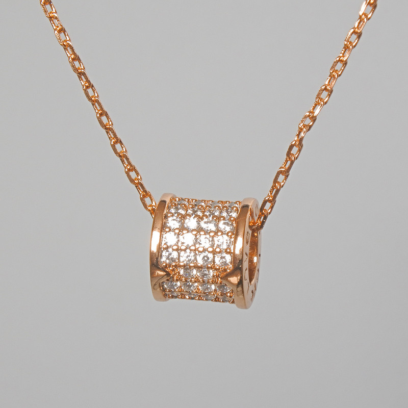 Xuping-Kette mit Anhänger aus weißen Strasssteinen, Durchmesser ca. 7×8 mm, Länge 41–44 cm, Dicke 1 mm