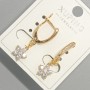 Ohrringe „Blume“ Xuping mit weißen Strasssteinen, Durchmesser 8 mm ±, Länge 29 mm, 18K-Vergoldung