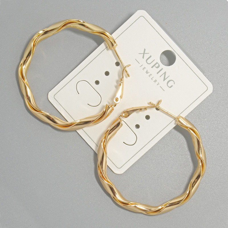 Xuping-Ohrringe, Dicke 3,5 mm, Durchmesser 39×41 mm, Vergoldung 18K