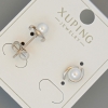 Xuping-Ohrstecker mit weißer Seed-Bead, Durchmesser 7×9 mm, Rhodiumbeschichtung