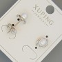 Xuping-Ohrstecker mit weißer Seed-Bead, Durchmesser 7×9 mm, Rhodiumbeschichtung