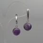 Ohrringe aus Amethyst – glatte Kugel, Durchmesser ca. 12 mm, Länge ca. 32 mm, Englischer Verschluss