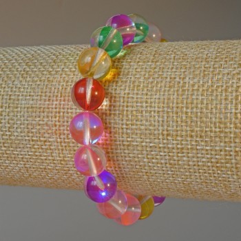 Armband aus Opalglas assortiert, glatte Kugeln, Durchmesser ca. 10,5 mm, Länge ca. 18 cm (Stretcharmband)