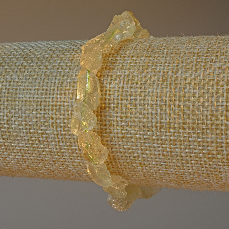 Armband aus zitronenfarbigem Quarz, natürlicher Rohstein, facettierte Perlen, Durchmesser 6×9 mm ±, Länge ca. 18 cm ± (Elastikband)
