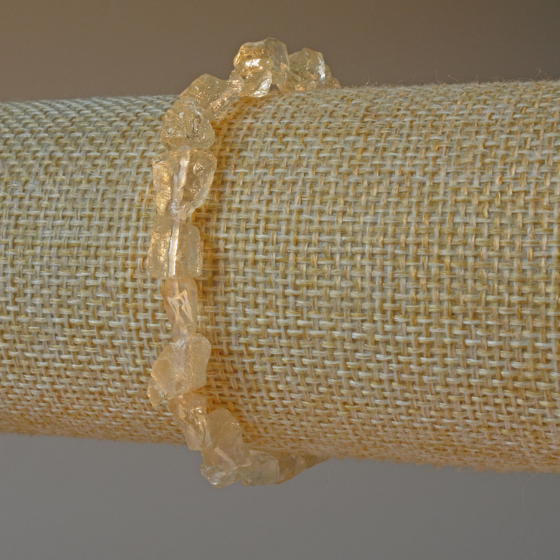 Armband aus zitronenfarbenem Quarz, naturbelassen, facettierte Perlen, Durchmesser 6x7 mm ±, Länge 18 cm ± (Stretch)