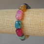 Armband aus Achat assortiert, Naturstein – rechteckige Perlen 11×15 mm, Länge ca. 18 cm, Stretcharmband