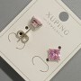 Xuping-Ohrstecker mit rosafarbenem Kristall, Durchmesser 6 mm, rhodiniert