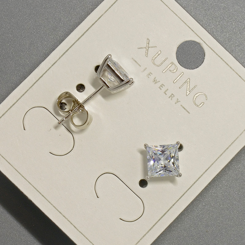 Xuping-Ohrstecker mit weißem Kristall, Durchmesser ca. 6 mm – Rhodiumbeschichtung
