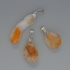 Kettenanhänger Citrin aus Naturstein, Durchmesser ca. 15×29 mm, Länge ca. 35 mm – silberfarbenes Pendant
