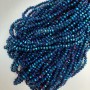 Perlen aus tschechischem Kristall – blaues Rondell mit Benzin-Ton, facettiert, Durchmesser ca. 6 x 4,5 mm, Länge ca. 38 mm, auf Faden