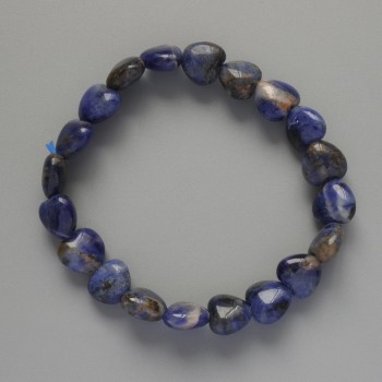 Armband 'Herz' aus Sodalit – natürlicher Stein, Durchmesser 10×9, 5×5 mm ±, Länge ca. 18 cm ± (Elastik)