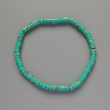 Armband aus türkisfarbenem Varizit – Scheibenperlen, Durchmesser ca. 4,5 × 2,5 mm, Länge ca. 18 cm (elastisch)