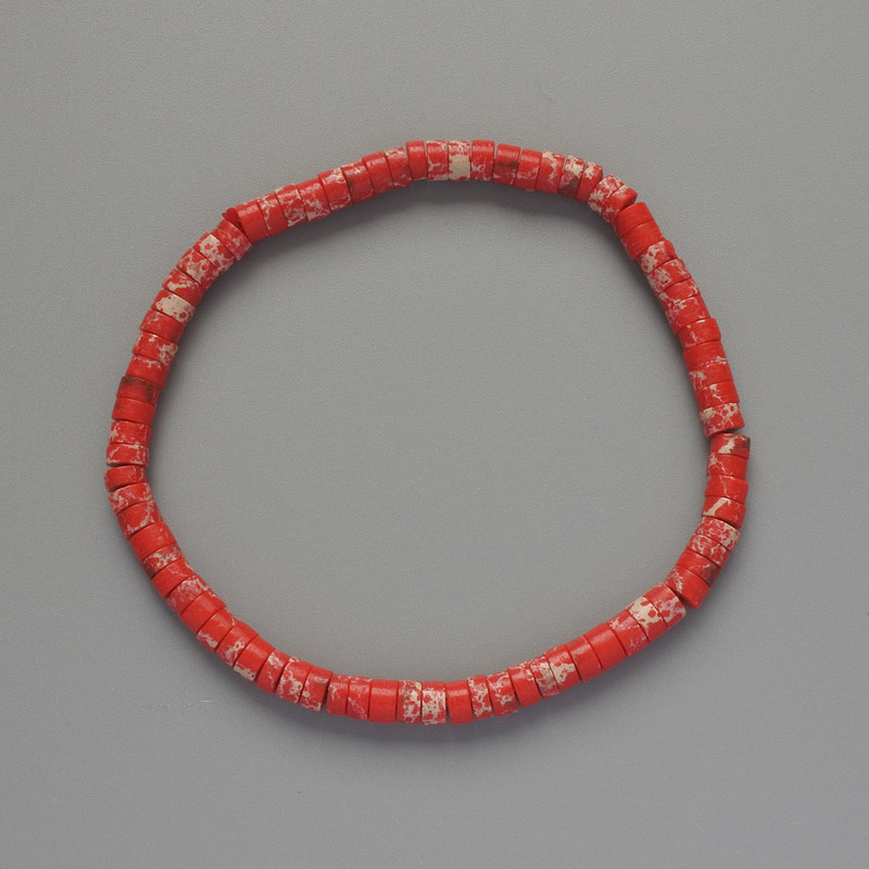 Armband aus rotem Varizit (gepresst) Scheiben, Durchmesser ca. 4,5 × 2,5 mm, Länge ca. 18 cm (Elastikarmband)