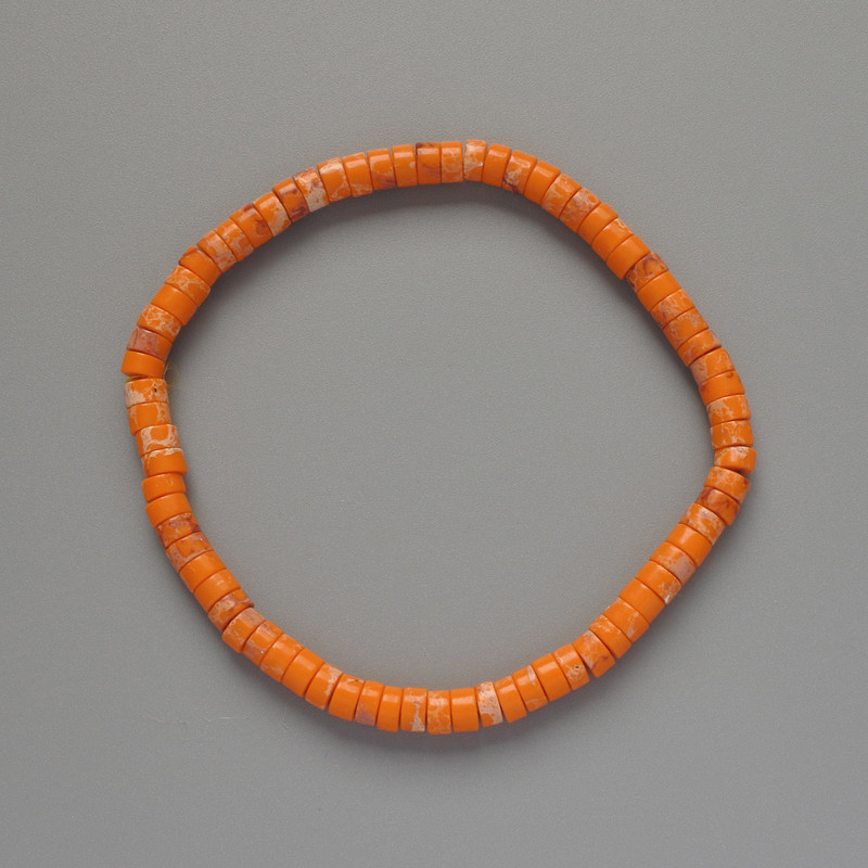 Varizit-Armband orangefarben (gepresst) Scheiben, Durchmesser 4,5 × 2,5 mm, Länge ca. 18 cm (elastisch)