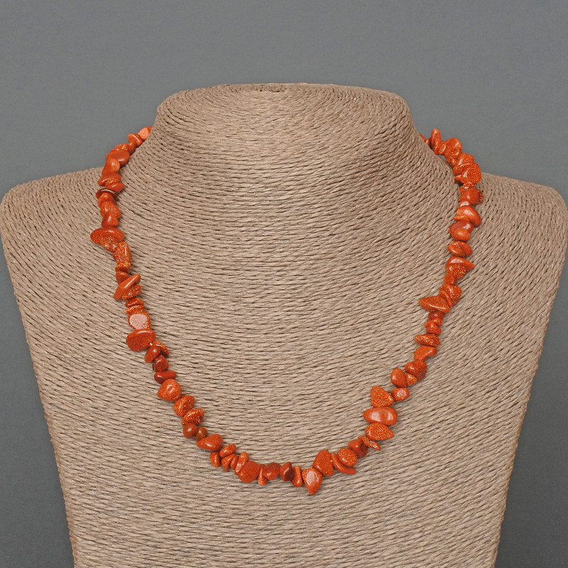 Halskette aus Aventurin „Goldener Sand“ (synthetisch) Körnchen, Durchmesser 8×3 mm ±, Länge ca. 45 cm