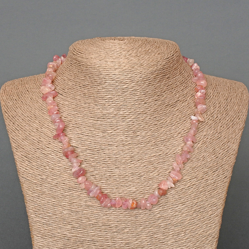 Kette aus Turmalinquarz, Naturstein-Kieselstücke, Durchmesser 8×3 mm, Länge ca. 47 cm