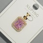 Anhänger Xuping mit rosa Kristall und weißen Strasssteinen, Durchmesser 13 × 15 mm, Länge ca. 23 mm, Vergoldung 18K