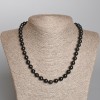 Kette aus silberglänzendem Obsidian, Naturstein, glatte Kugel, Durchmesser 8 mm, Länge ca. 49 cm