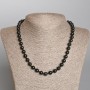 Kette aus silberglänzendem Obsidian, Naturstein, glatte Kugel, Durchmesser 8 mm, Länge ca. 49 cm
