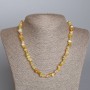 Kette aus Gelbem Achat – Trommelperlen, Durchmesser ca. 7×5 mm, Länge 47 cm