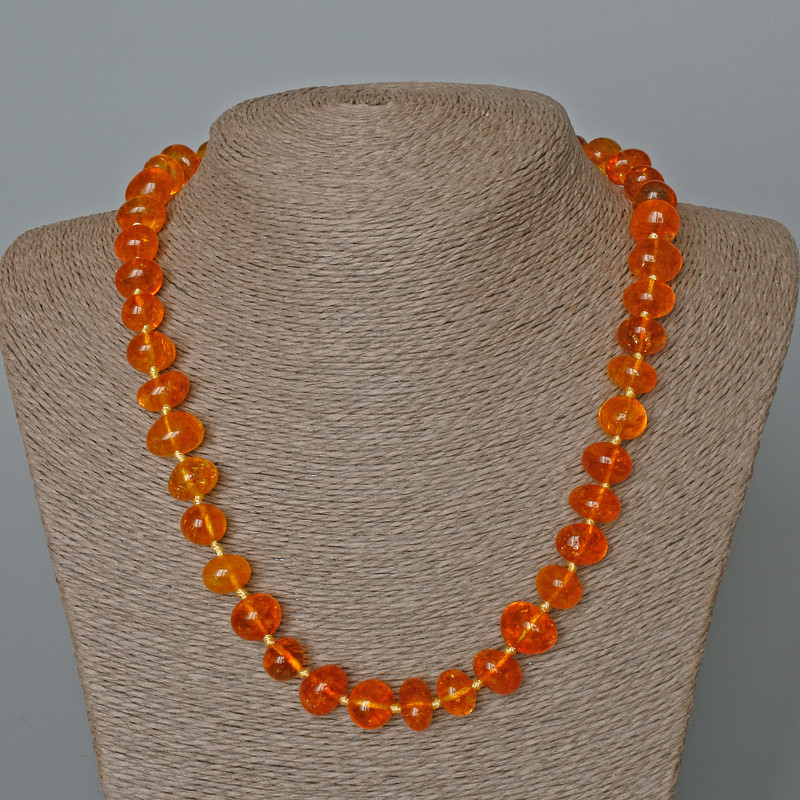 Kette aus orangefarbenem Kristall (bernsteinfarbene Tönung), facettierte Glasperlen, Durchmesser 12 × 8 mm ±, Länge 50 cm+