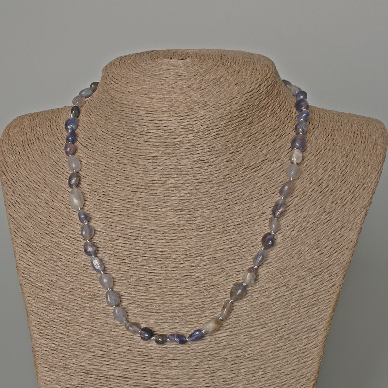 Halskette aus Iolith, natürlicher Stein, facettierte Perlen, Durchmesser 6x8 mm +-, Länge 48 cm+