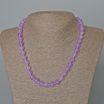 Amethyst-Halskette aus getöntem Quarz, glatte Kugeln, Durchmesser 8,5 mm, Länge 47 cm