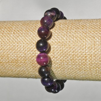 Armband aus buntem Katzenauge-Naturstein, glatte Kugeln, Durchmesser ca. 10,5 mm, Länge ca. 18 cm (elastisch)
