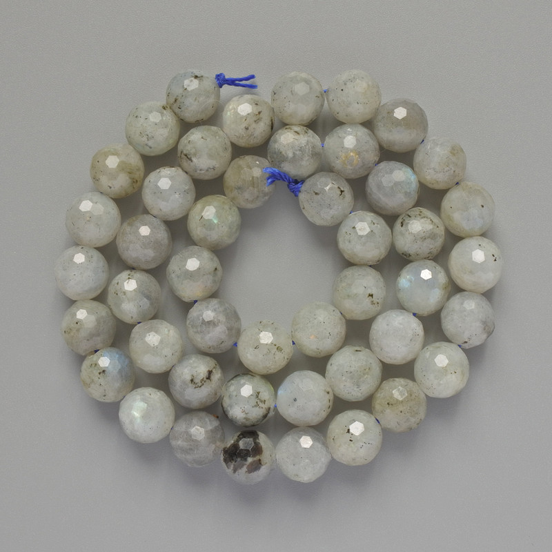 Perlen aus Labradorit – Naturstein, facettierte Kugeln, Durchmesser 8 mm ±, Länge ca. 38 cm auf Schnur