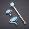 Mondstein-Massagegerät – Set mit 3 Aufsätzen, silberfarbenes Metall