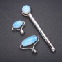 Mondstein-Massagegerät – Set mit 3 Aufsätzen, silberfarbenes Metall