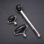 Agat-Massagegerät, Set mit 3 Aufsätzen aus silbernem Metall