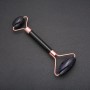 Rollmassagegerät aus Aventurin – Nacht Kaïra, blauer Sand, Länge 14,5 cm, kupferfarbene Metallteile