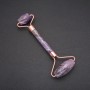 Rollmassagegerät aus natürlichem Amethyst mit goldfarbenem Metall, Länge 14,5 cm