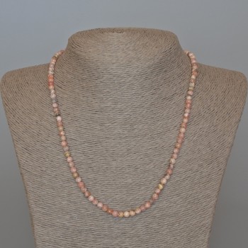 Halskette aus Rhodochrosit, Naturstein, glatte Kugeln, Durchmesser ca. 4,5 mm, Länge ca. 48 cm