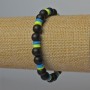 Armband „Ukraine“ aus Schungit (künstlich) und Polymerton, Durchmesser 8 mm, 6×1 mm +-, Länge 18 cm +- (elastisch)