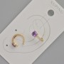 Ohrklemmen Xuping mit violettem Kristall und weißen Strasssteinen, Durchmesser 13×5 mm ± Vergoldung 18K