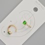 Clip-Ohrring Xuping mit grünem Kristall und weißen Strasssteinen, Durchmesser 13×5 mm ± Vergoldung 18K