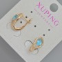 Ohrringe Xuping mit blauem Kristall und weißen Strasssteinen, Durchmesser 14×7 mm, +/- Vergoldung 18K