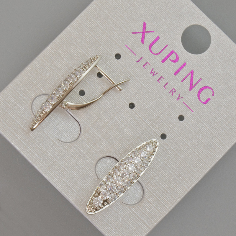 Xuping-Ohrstecker mit weißen Strasssteinen, Durchmesser 23 × 6 mm, Rhodiumbeschichtung