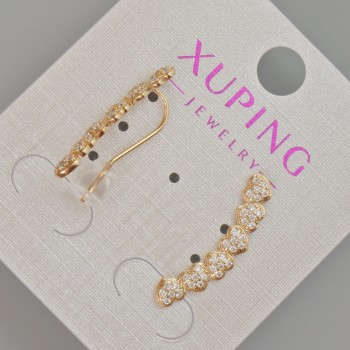 Ohrringe Xuping 'Herzen' mit weißen Steinen, Durchmesser 22×4 mm ± ohne Verschluss, 18K-Vergoldung