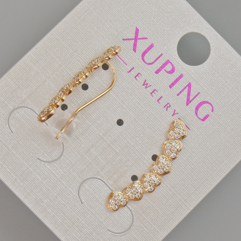 Ohrringe Xuping 'Herzen' mit weißen Steinen, Durchmesser 22×4 mm ± ohne Verschluss, 18K-Vergoldung