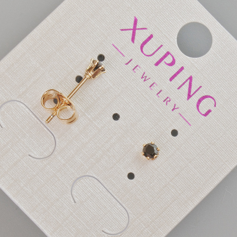 Xuping-Ohrstecker mit schwarzem Kristall, Durchmesser ca. 4 mm, 18K-Vergoldung