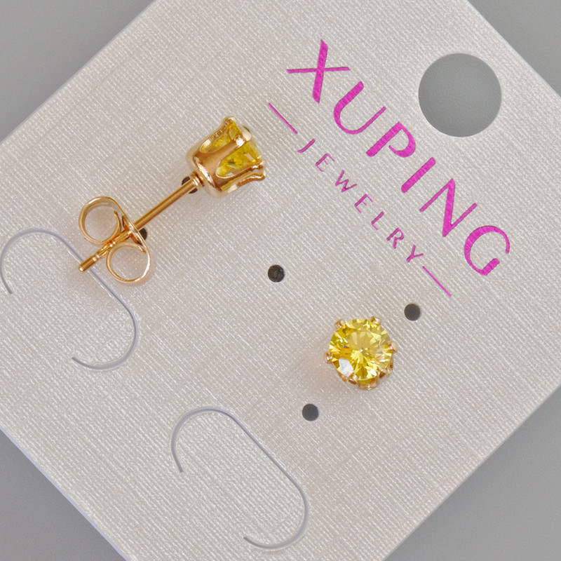 Ohrstecker Xuping mit gelbem Kristall, Durchmesser ca. 6 mm, 18-Karat-Vergoldung