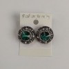Ohrstecker mit runden grünen Kristallen, filigrane Fassung, Strasssteine, Durchmesser 20 mm