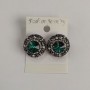 Ohrstecker mit runden grünen Kristallen, filigrane Fassung, Strasssteine, Durchmesser 20 mm