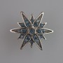 Stern-Brosche mit blauen Strasssteinen, silberfarbenes Metall, 26×26 mm