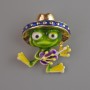 Brosche-Anhänger Frosch grüne Emaille und violette Emaille