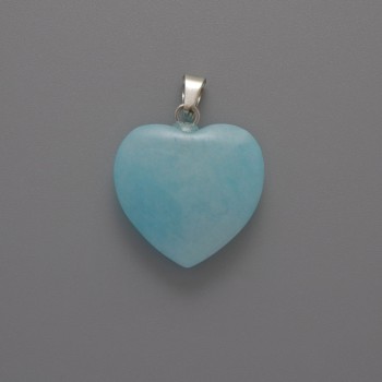 Anhänger Herz aus Aquamarin, Abmessungen 20×20×6 mm (±), Länge 28 mm (±)